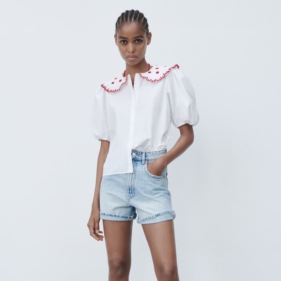 Zara embroidered poplin top - Picture 4 of 7